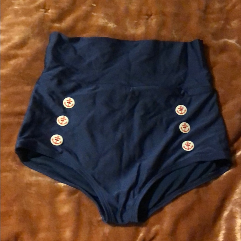 Navy Retro sailor swim bottoms